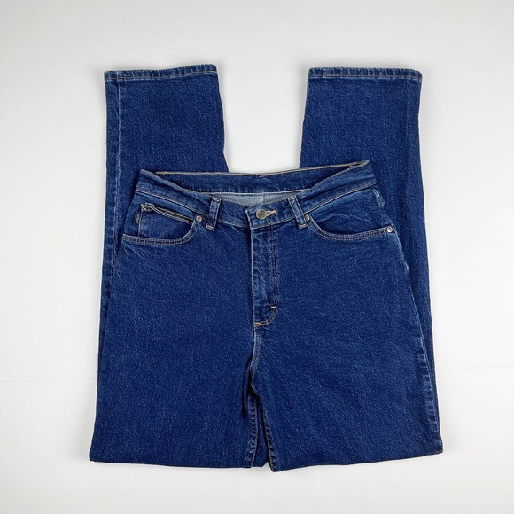 CHIC Women's Blue High Rise Medium Wash Denim Mom Straight Leg Jeans - Picture 3 of 14